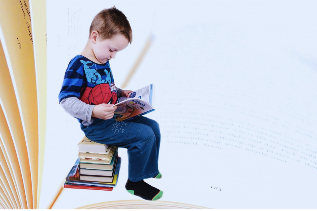 a kid reading